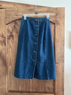 Vintage Wrangler - Classic A-Line Button-Front Denim Skirt